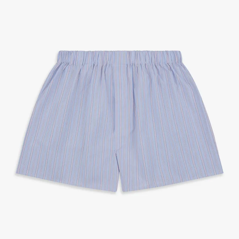 Blue and Pink Stripe Poplin Cotton Boxer Shorts sold by Turnbull & Asser