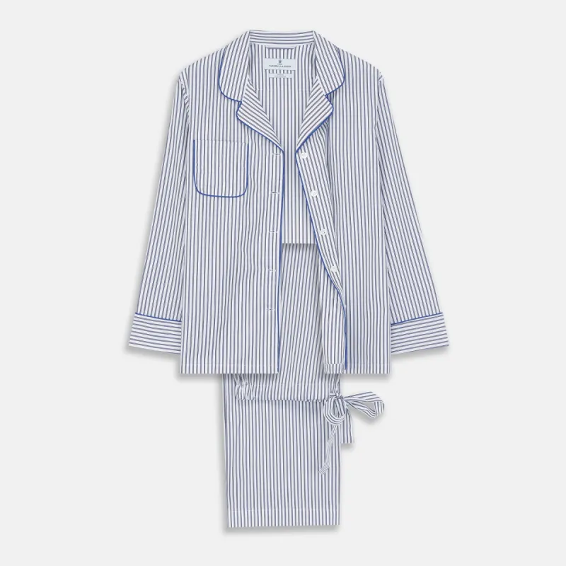 Women's Dara Navy Stripe Pyjama Set sold by Turnbull & Asser