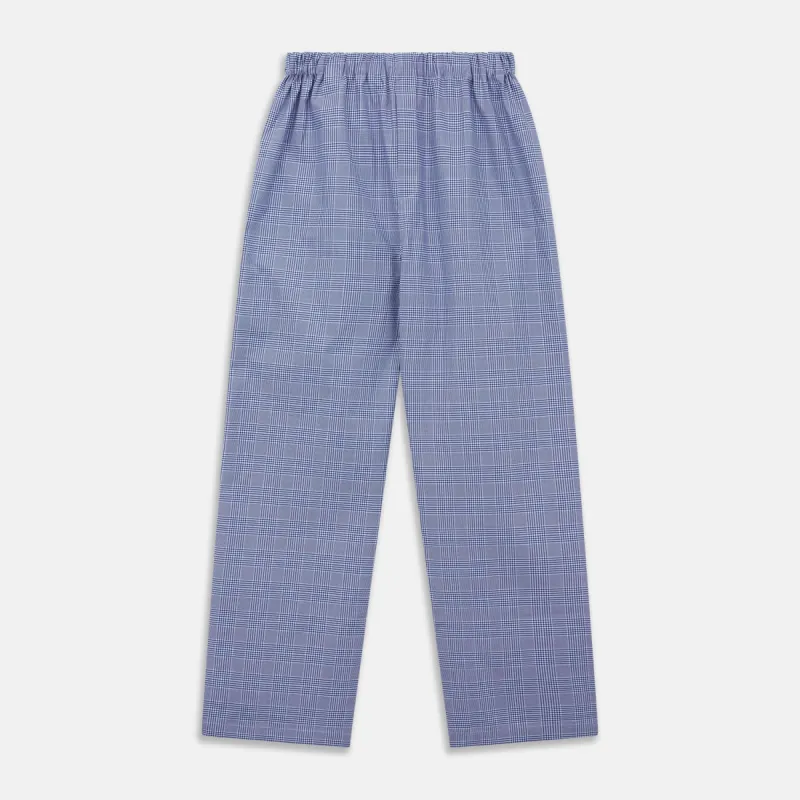 Navy Check Cotton Pyjama Trousers sold by Turnbull & Asser