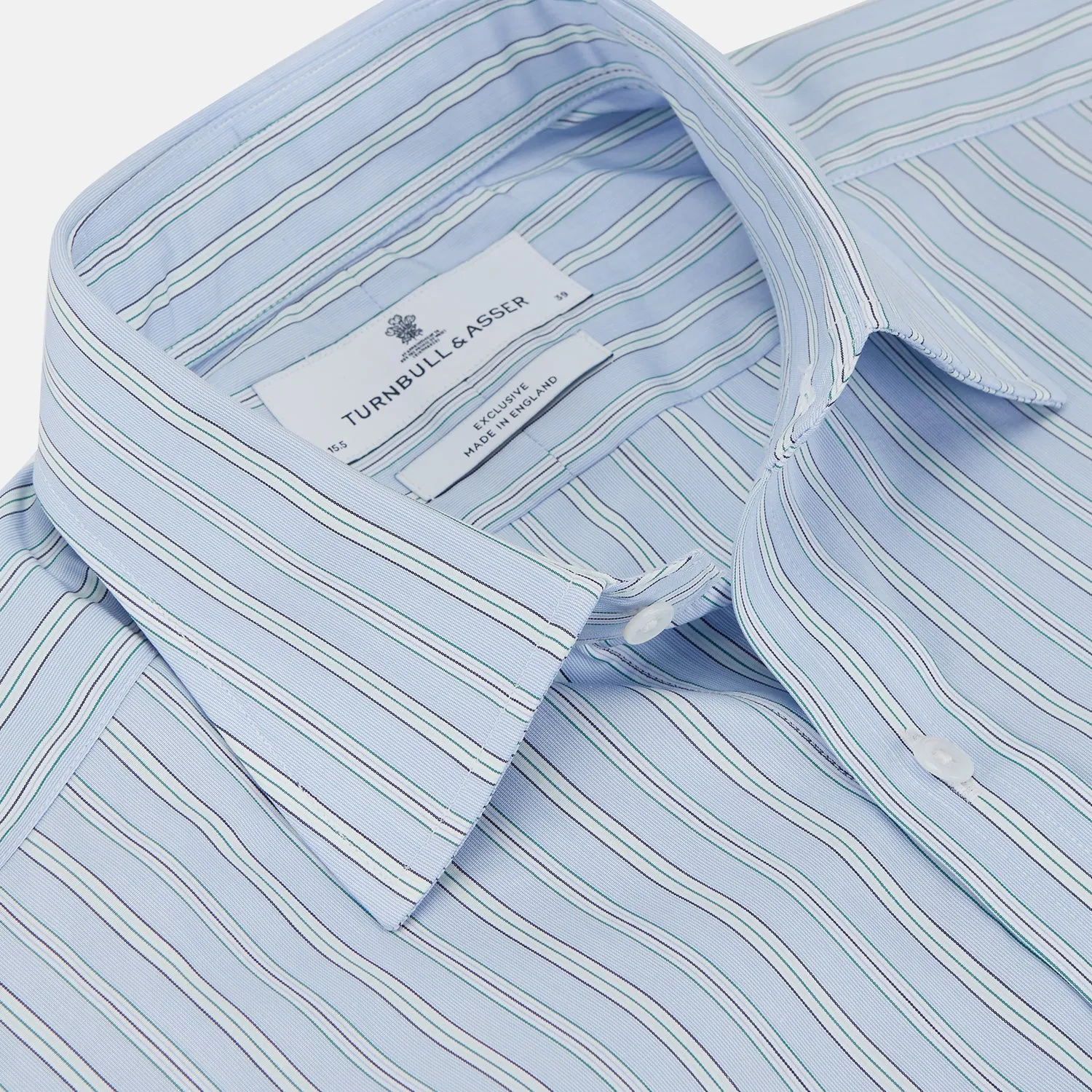 Blue and White Fine Stripe Shirt with T&A Collar and 3-Button Cuffs sold by Turnbull & Asser product image thumbnail 2
