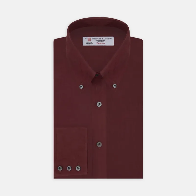 Burgundy Corduroy Cotton Shirt with Cambridge Collar and 3-Button Cuffs sold by Turnbull & Asser