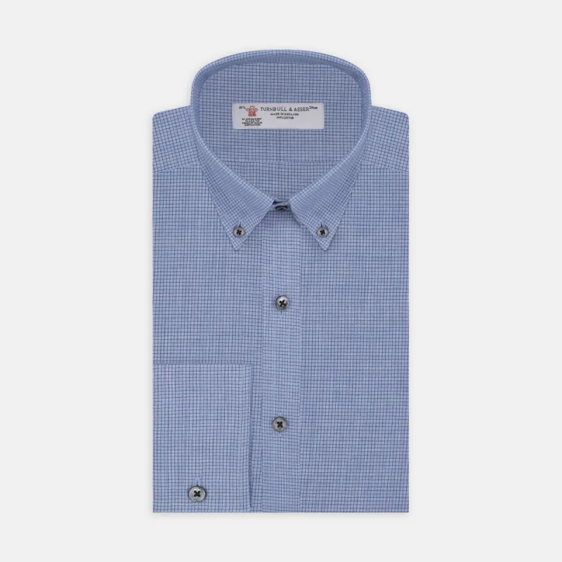 Weekend Fit Blue Cashmerello Light Shirt with Dorset Collar and 1-Button Cuffs sold by Turnbull & Asser