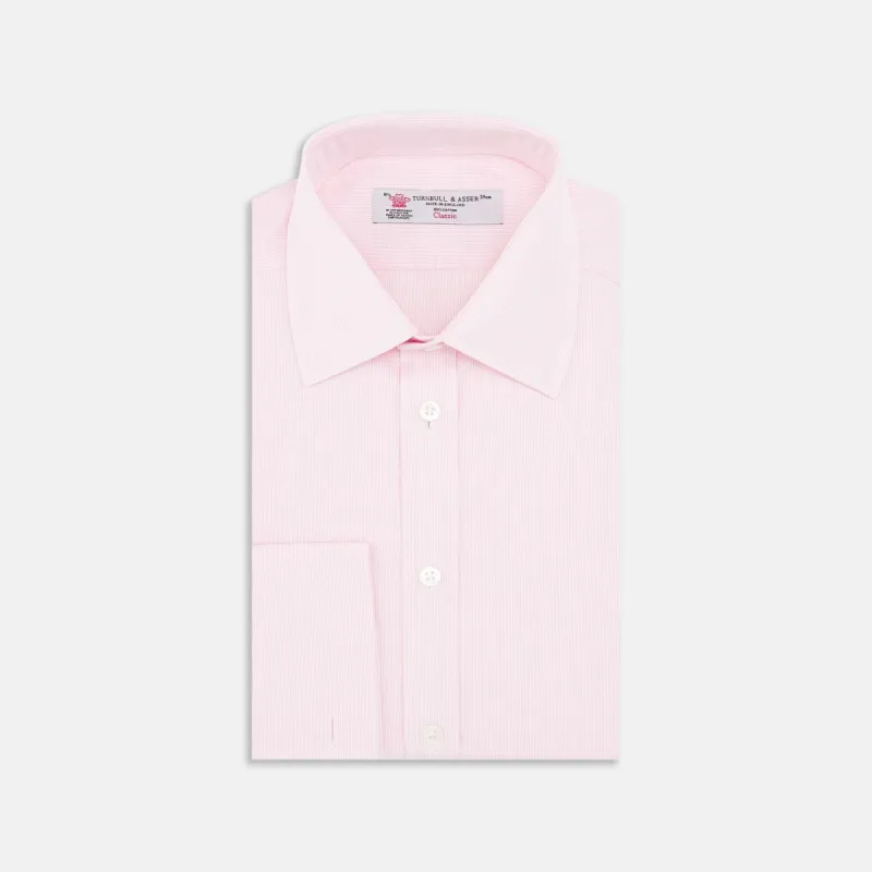 Pink Fine Check Shirt with T&A Collar and Double Cuffs sold by Turnbull & Asser