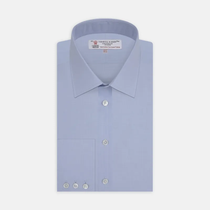 Blue West Indian Sea Island Cotton Shirt with T&A Collar and 3-Button Cuffs sold by Turnbull & Asser