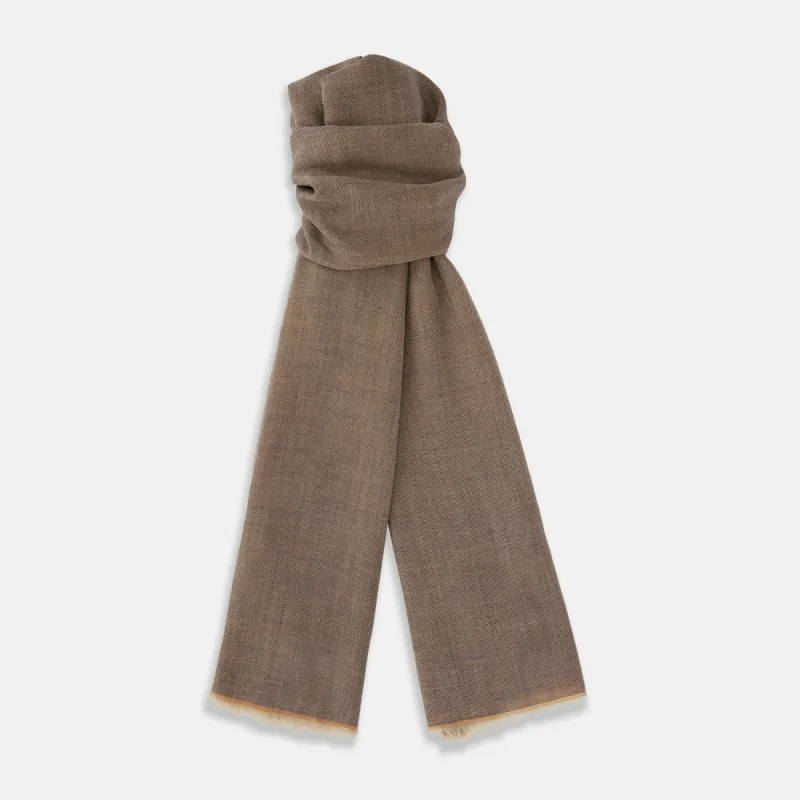 Camel and Grey Melange Cashmere Scarf sold by Turnbull & Asser