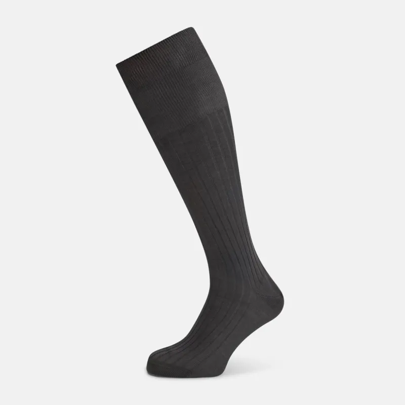 Concrete Grey Long Socks sold by Turnbull & Asser