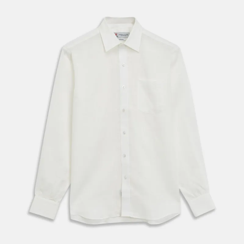 Cream Linen Weekend Fit Shirt with Derby Collar and 1-Button Cuffs sold by Turnbull & Asser