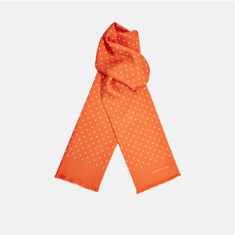 Orange and White Spotted Silk Scarf sold by Turnbull & Asser