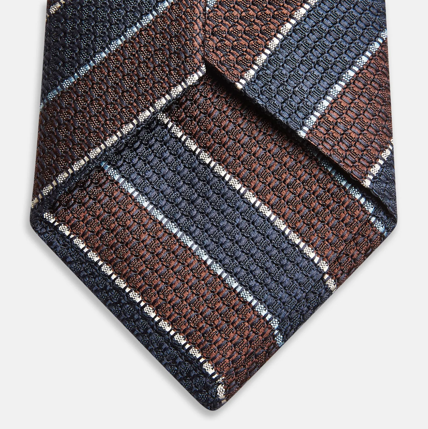 Burgundy & Navy Multi Stripe Silk Tie sold by Turnbull & Asser product image thumbnail 4
