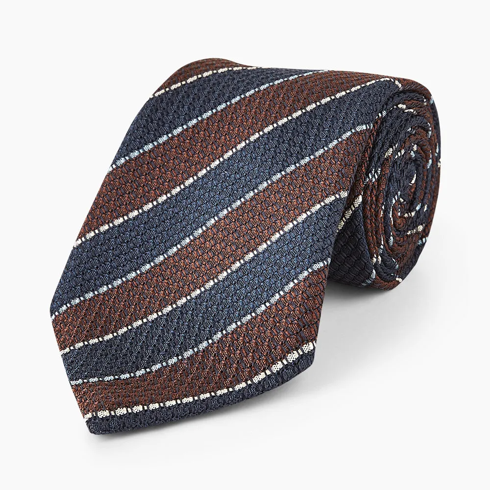 Burgundy & Navy Multi Stripe Silk Tie sold by Turnbull & Asser product image thumbnail 5