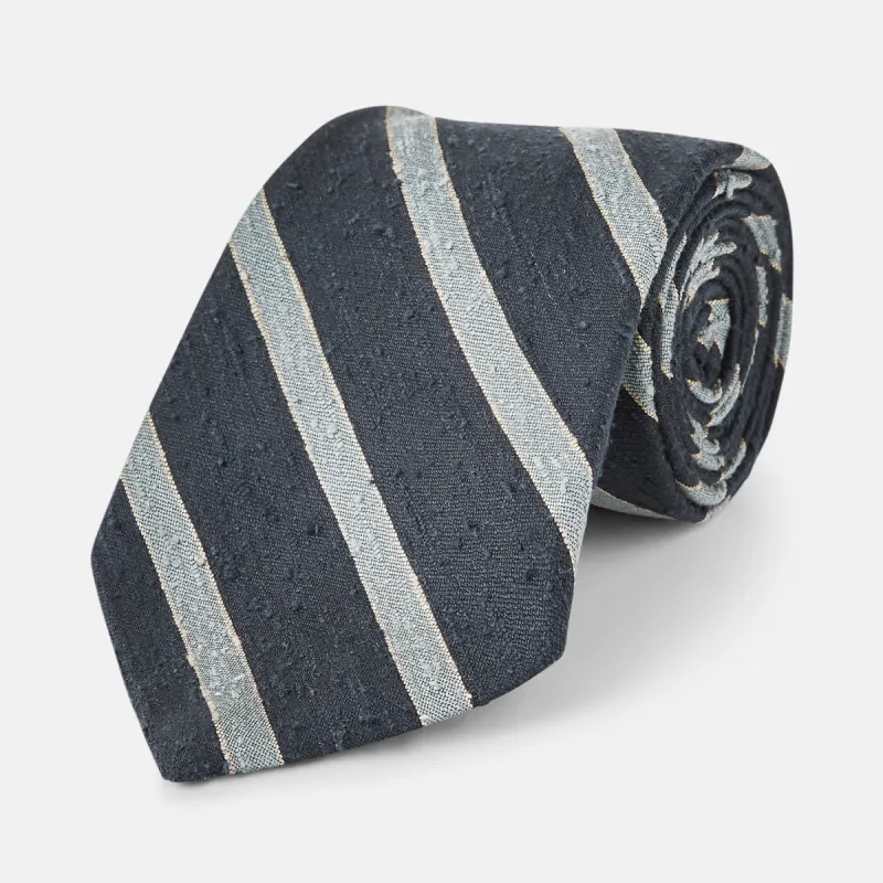 Blue & Silver Stripe Silk Tie sold by Turnbull & Asser