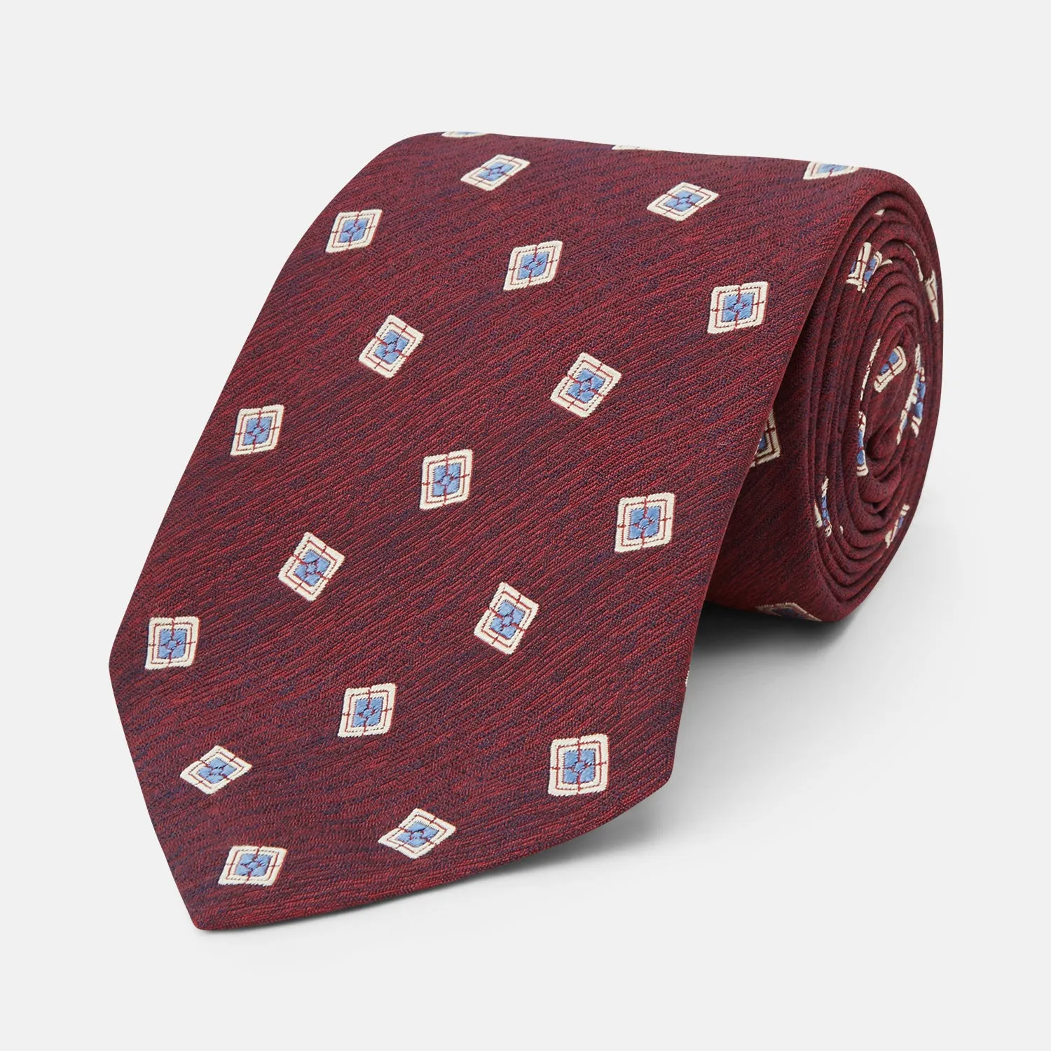 Burgundy Multi Geo Silk Tie sold by Turnbull & Asser
