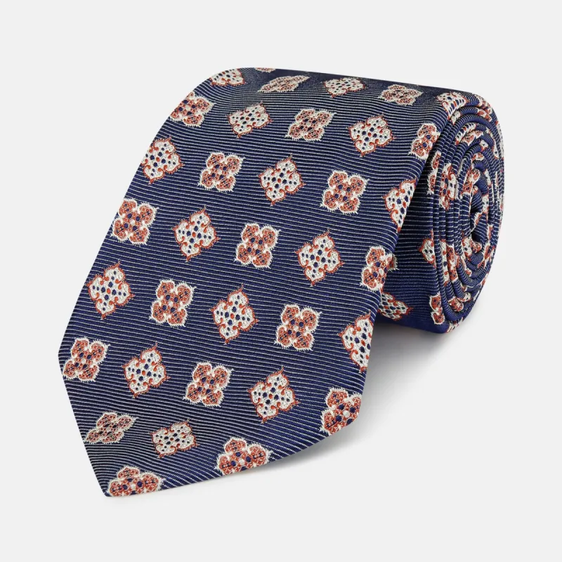 Burgundy Geometric Jacquard Tie sold by Turnbull & Asser