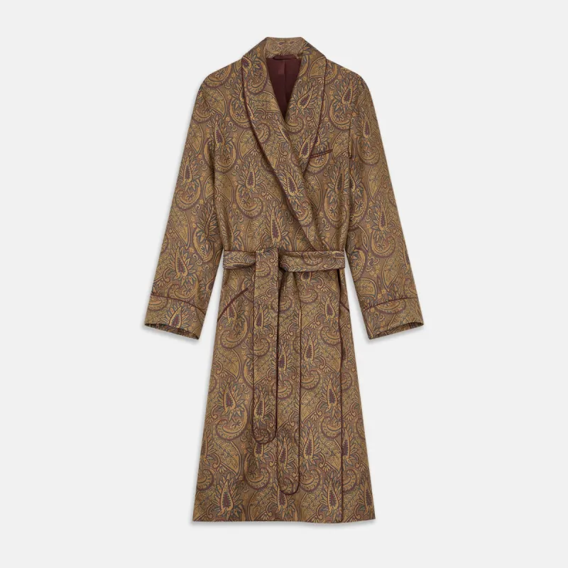 Gold Paisley Traditional Silk Jacquard Gown sold by Turnbull & Asser