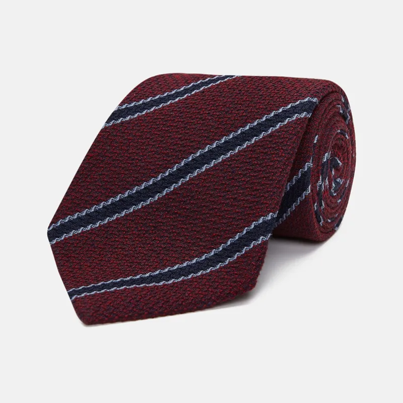 Burgundy Stripe Wool and Silk Tie sold by Turnbull & Asser