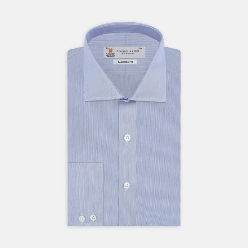 Blue Hairline Stripe Tailored Fit Shirt with Kent Collar and Double Cuffs sold by Turnbull & Asser
