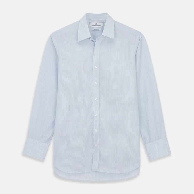 Pale Blue Stripe West Indian Sea Island Cotton Regular Fit Mayfair Shirt sold by Turnbull & Asser