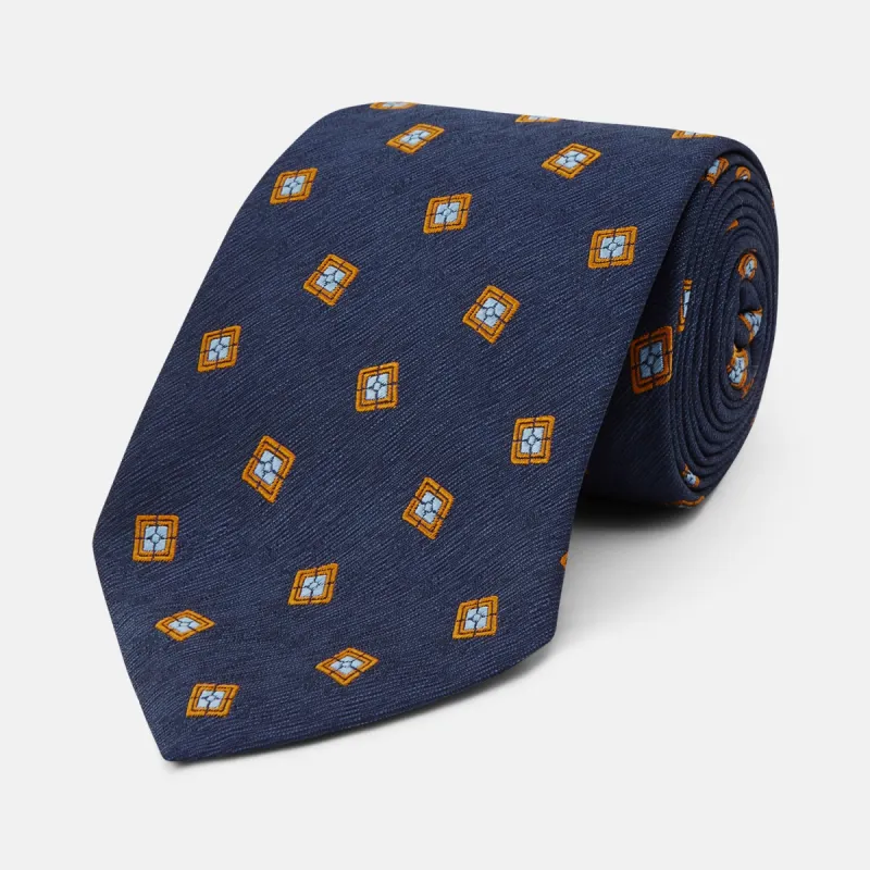 Orange Multi Geo Silk Tie sold by Turnbull & Asser