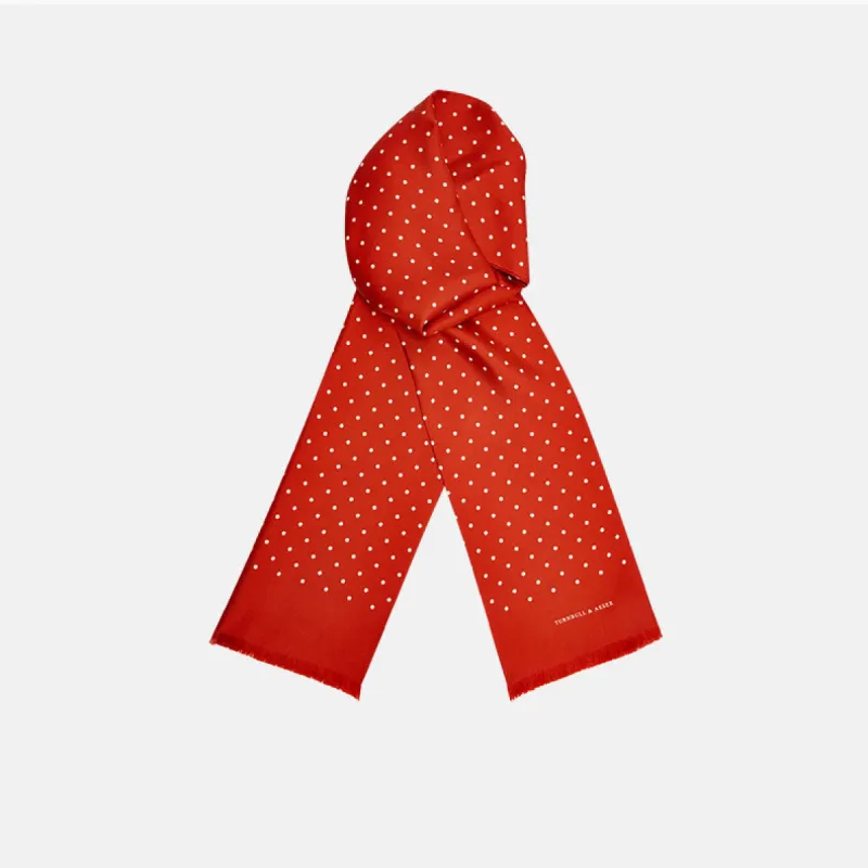 Red and White Spotted Silk Scarf sold by Turnbull & Asser
