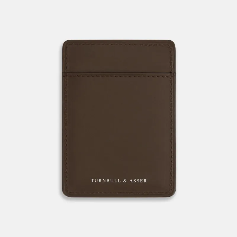 Dark Chocolate Two-slot Card Case sold by Turnbull & Asser