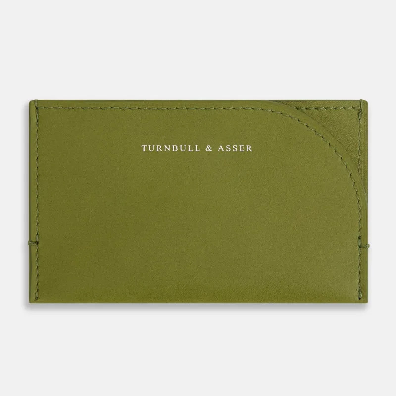 Moss Green Slim Rounded Card Holder sold by Turnbull & Asser