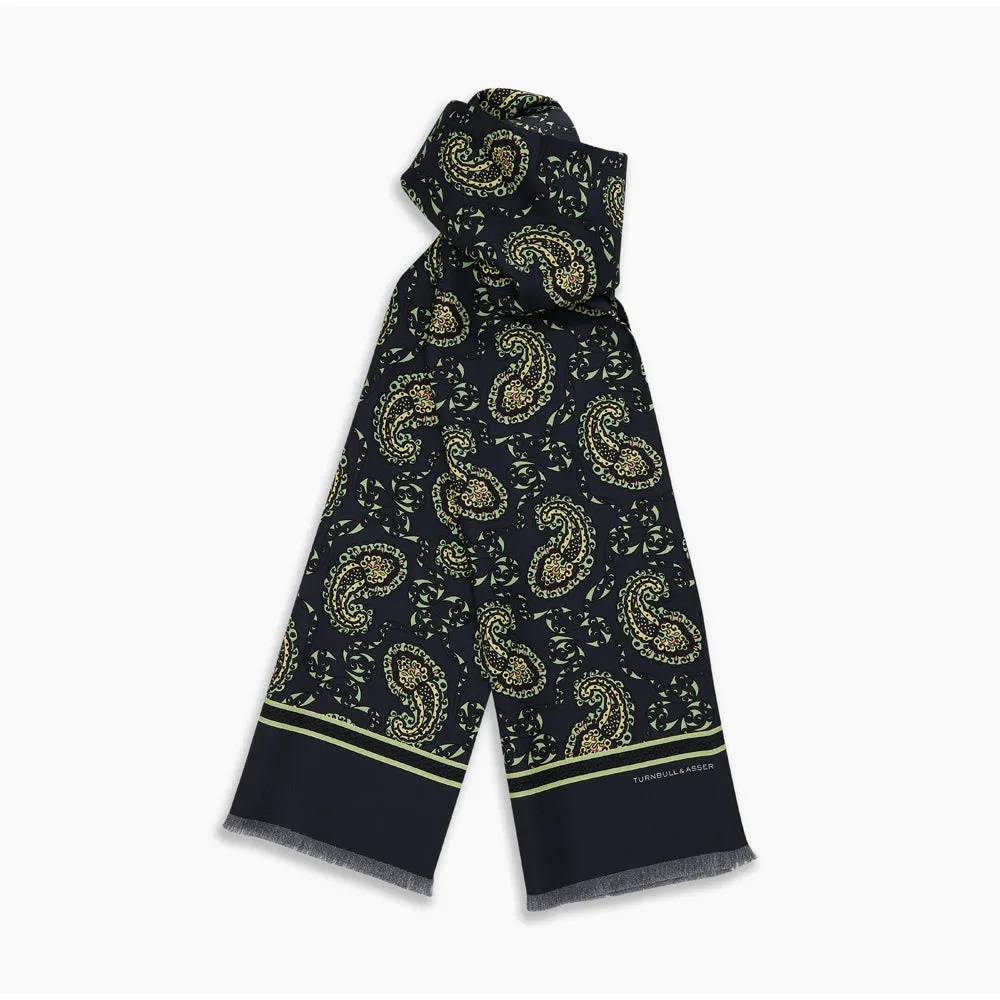 Navy Paisley Silk Lawton Scarf sold by Turnbull & Asser product image thumbnail 3