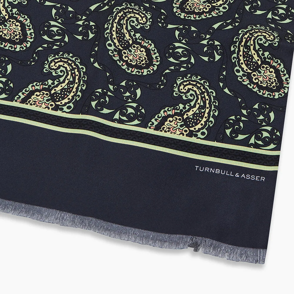 Navy Paisley Silk Lawton Scarf sold by Turnbull & Asser product image thumbnail 2