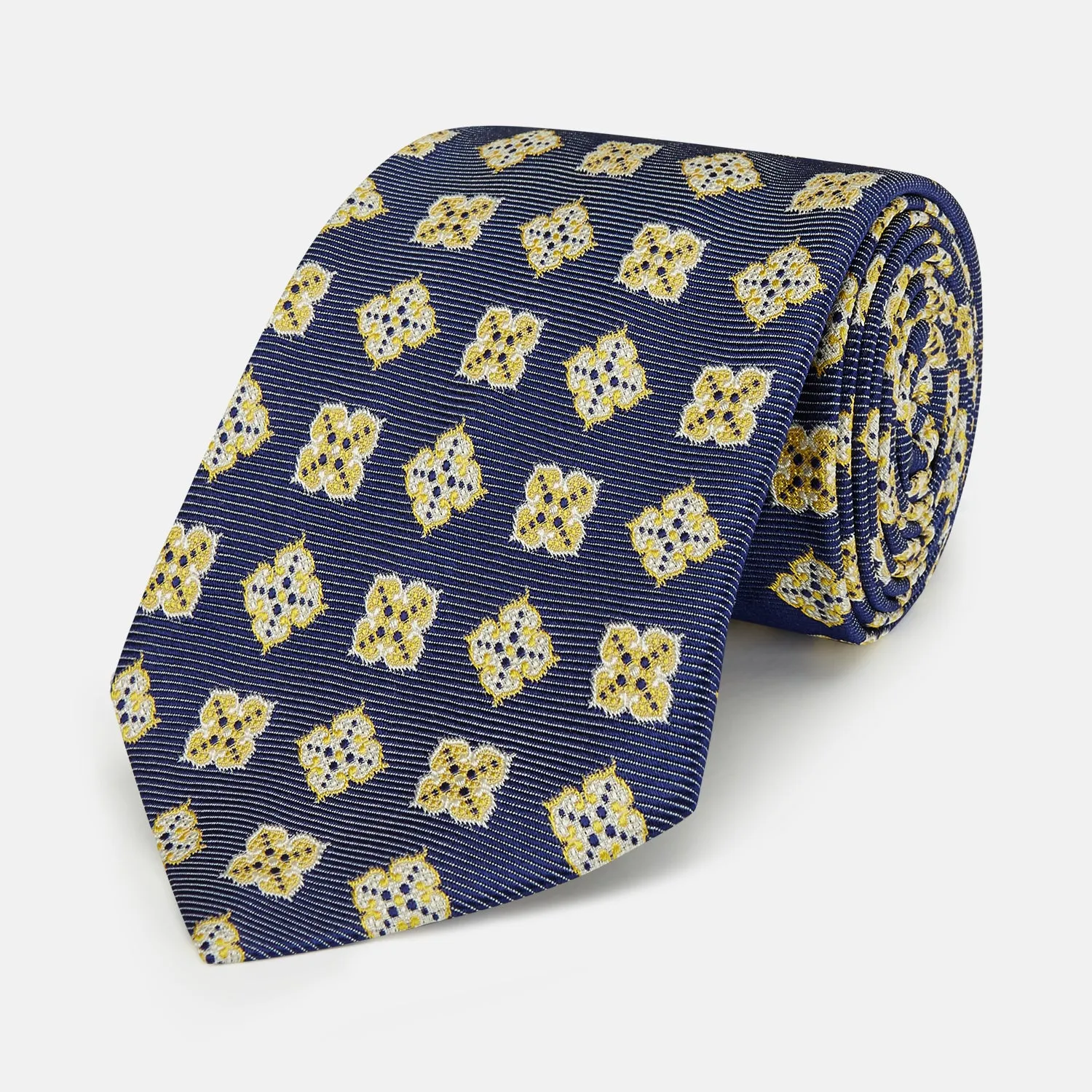 Yellow Geometric Jacquard Tie sold by Turnbull & Asser