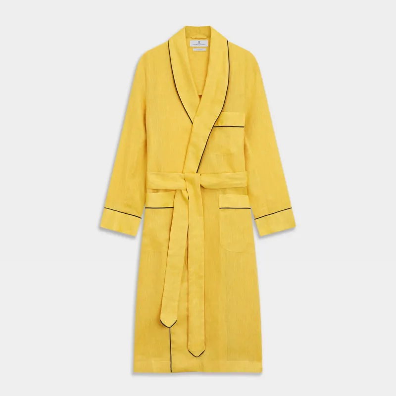 Ochre Linen Piped Gown sold by Turnbull & Asser