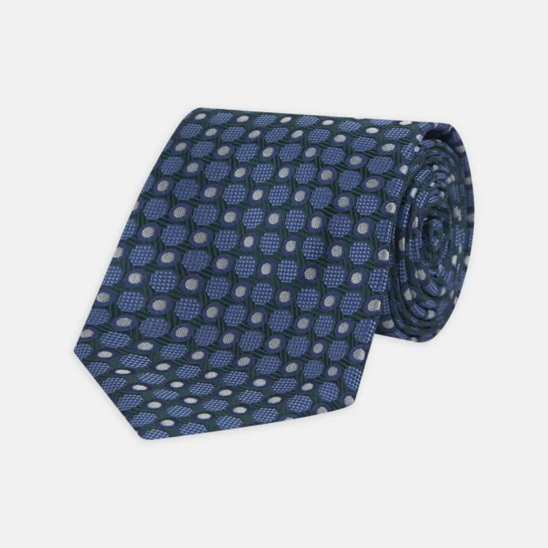 Forest Green and Blue Circle and Spot Silk Tie sold by Turnbull & Asser