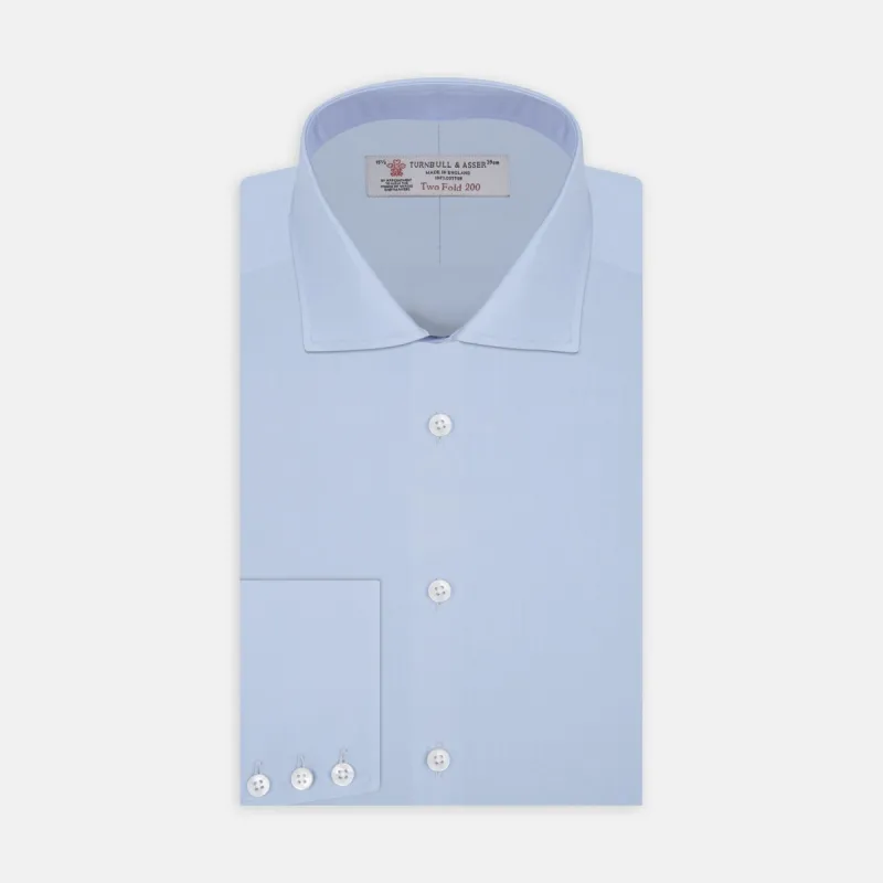 Two-Fold 200 Blue Cotton Shirt with Regent Collar and 3-Button Cuffs sold by Turnbull & Asser