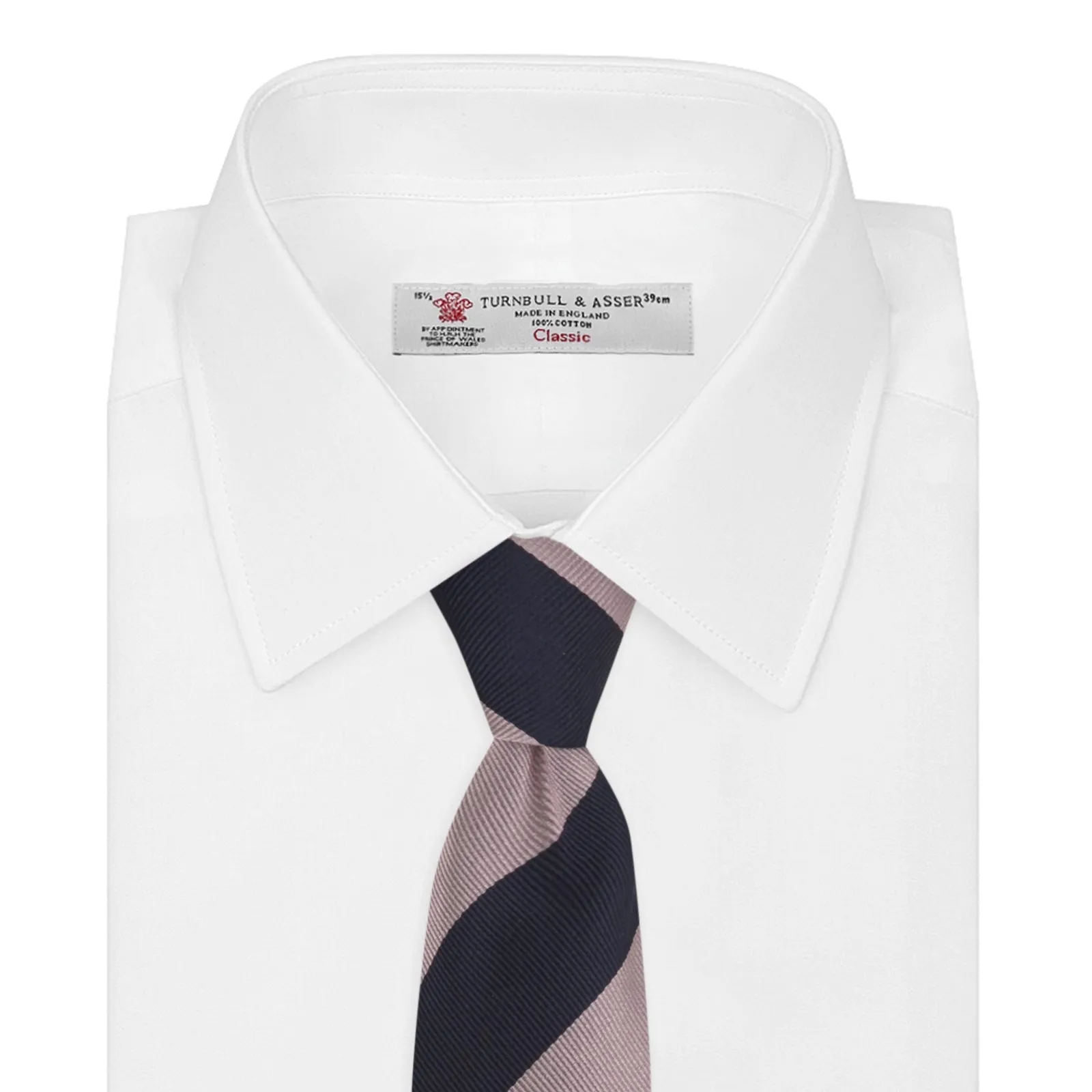 Navy and Rose Block Stripe Repp Silk Tie sold by Turnbull & Asser product image thumbnail 2