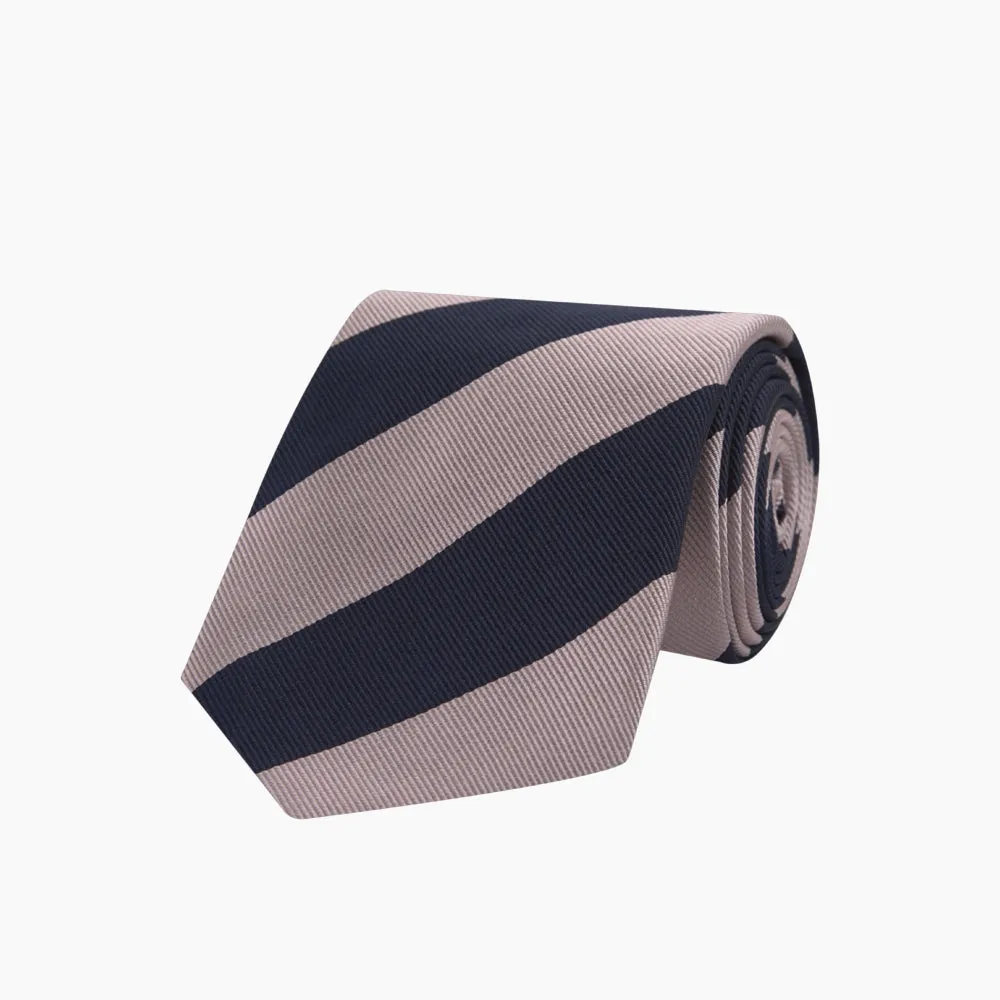 Navy and Rose Block Stripe Repp Silk Tie sold by Turnbull & Asser product image thumbnail 5