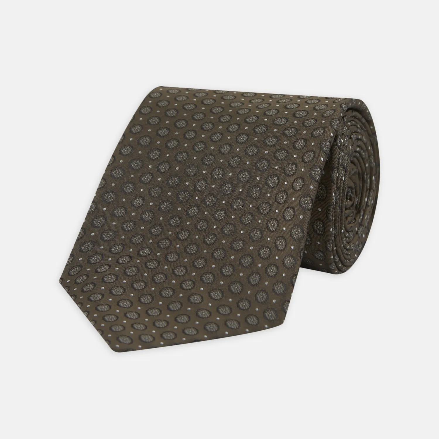 Brown Floral Spot Silk Tie sold by Turnbull & Asser