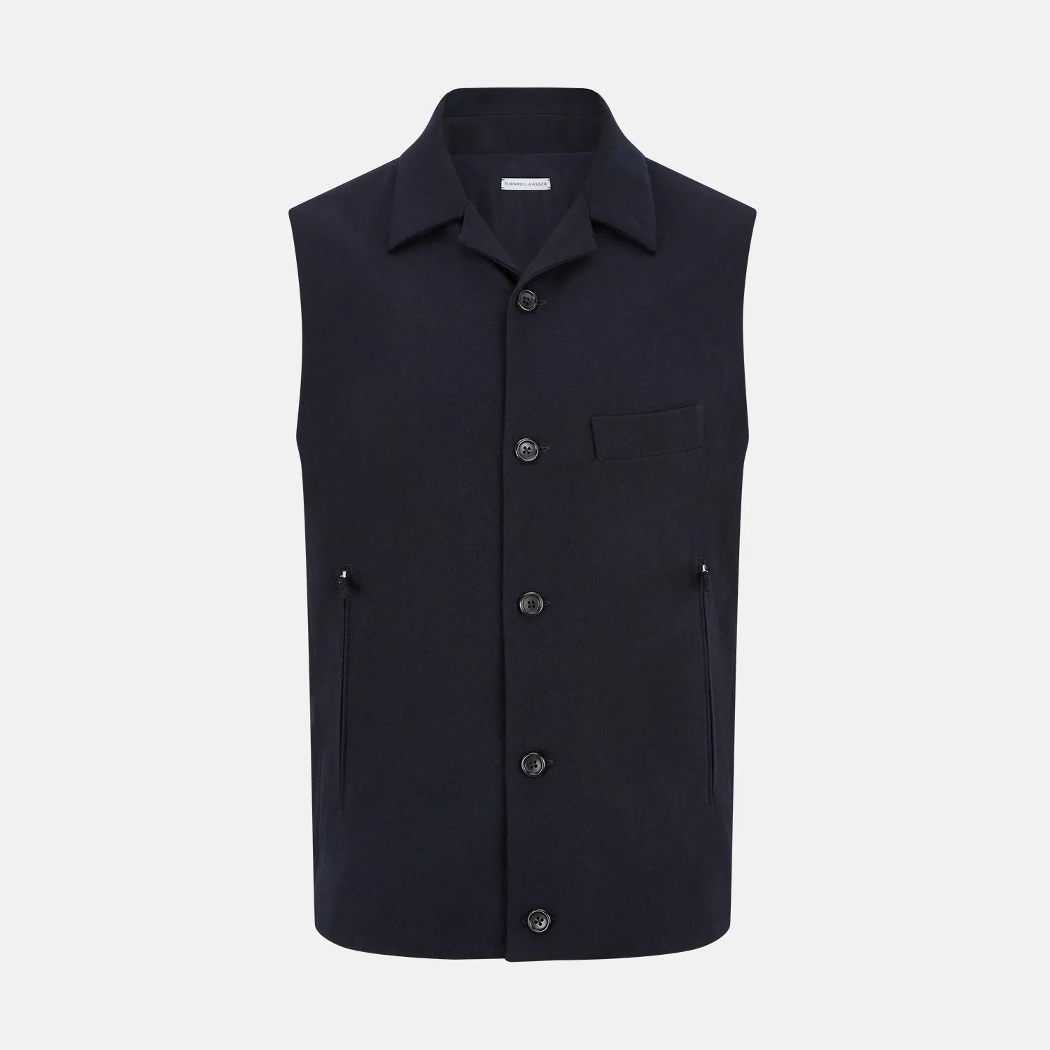 Navy Collared Single-breasted Waistcoat sold by Turnbull & Asser
