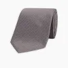 Dark Grey Plain Woven Lace Silk Tie sold by Turnbull & Asser