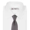 Dark Grey Plain Woven Lace Silk Tie sold by Turnbull & Asser