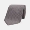 Dark Grey Plain Woven Lace Silk Tie sold by Turnbull & Asser