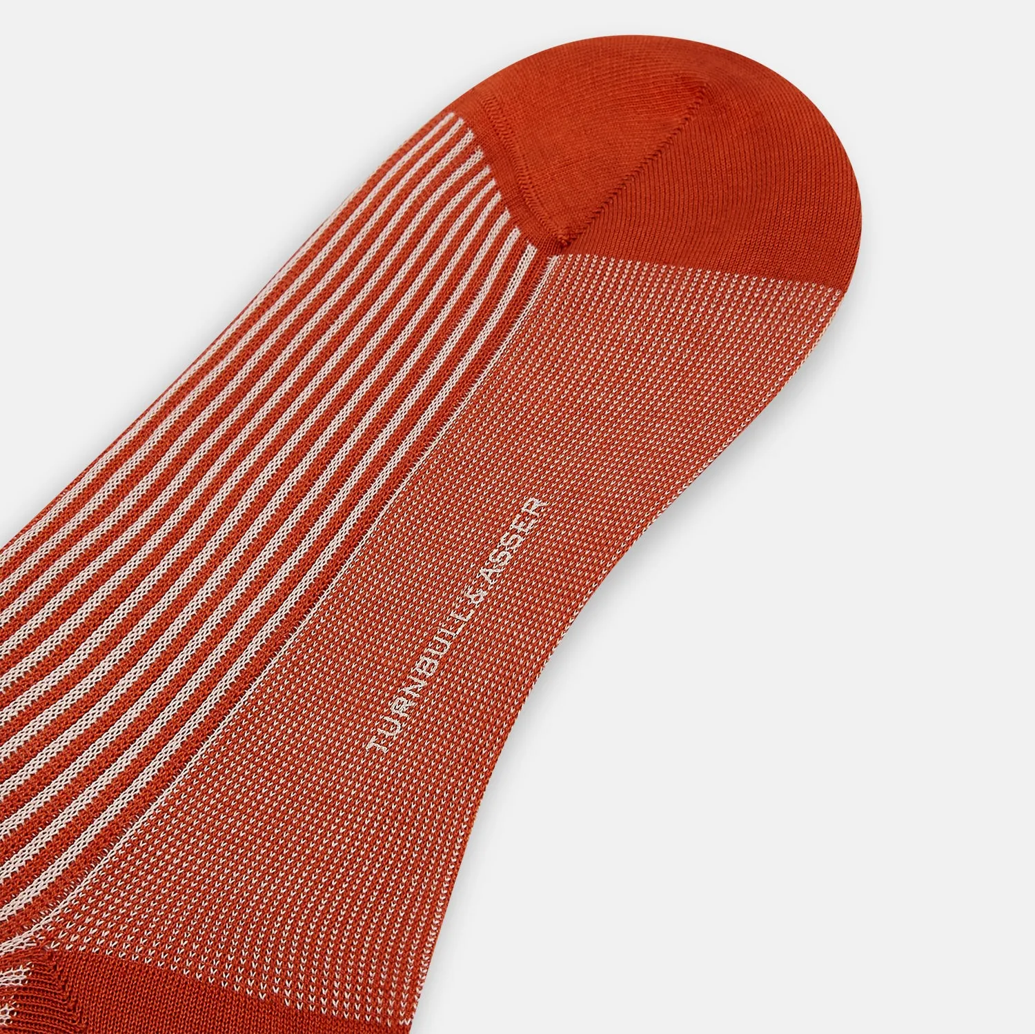 Rust/White Thin Striped Long Socks sold by Turnbull & Asser product image thumbnail 3