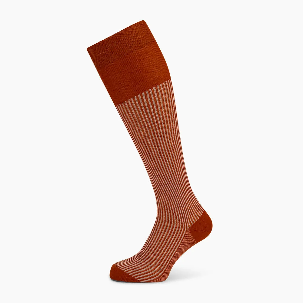 Rust/White Thin Striped Long Socks sold by Turnbull & Asser product image thumbnail 5