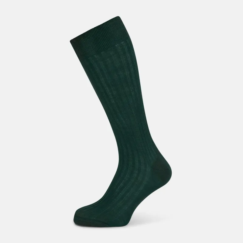 Olive Mid-Length Socks sold by Turnbull & Asser