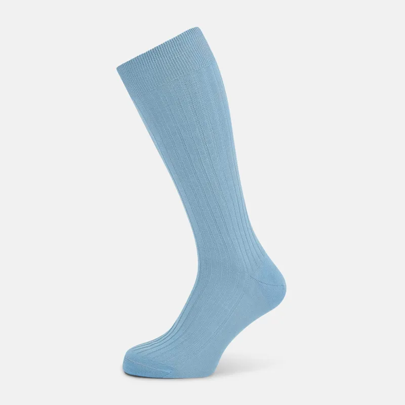 Pale Blue Mid-Length Socks sold by Turnbull & Asser