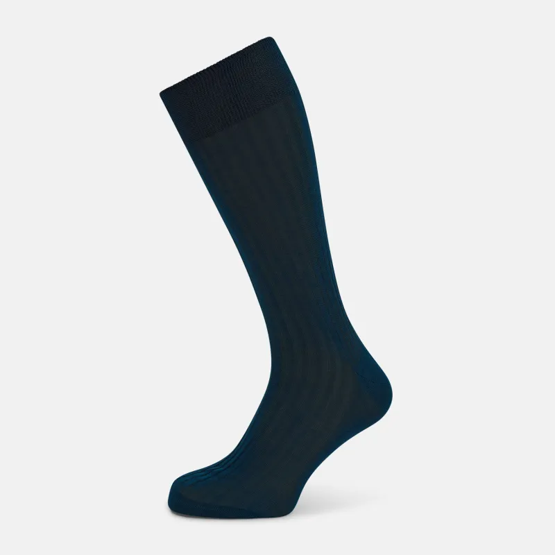 Petrol Mid-Length Socks sold by Turnbull & Asser