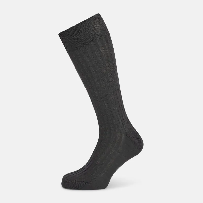 Concrete Mid-Length Socks sold by Turnbull & Asser