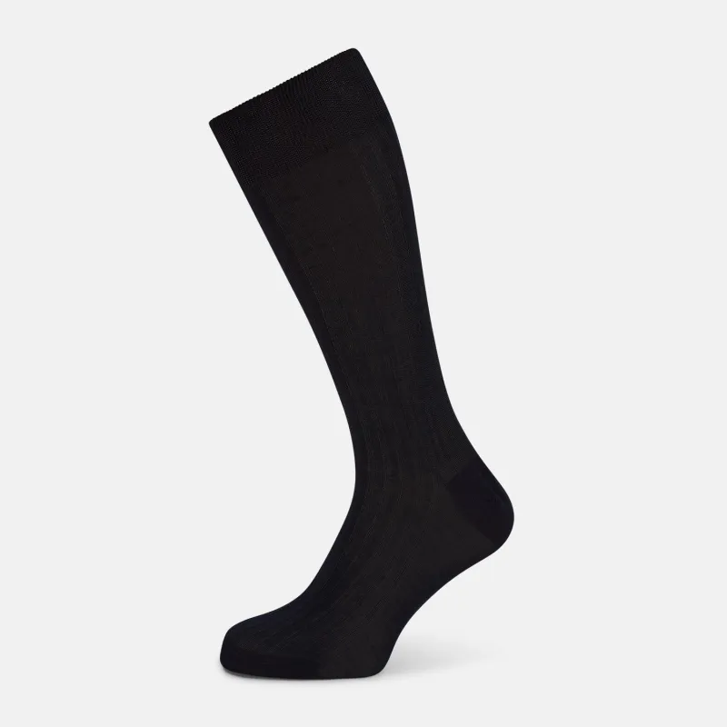 Midnight Mid-length Socks sold by Turnbull & Asser
