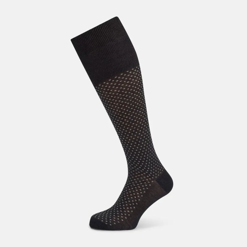 Grey Motif Long Socks sold by Turnbull & Asser