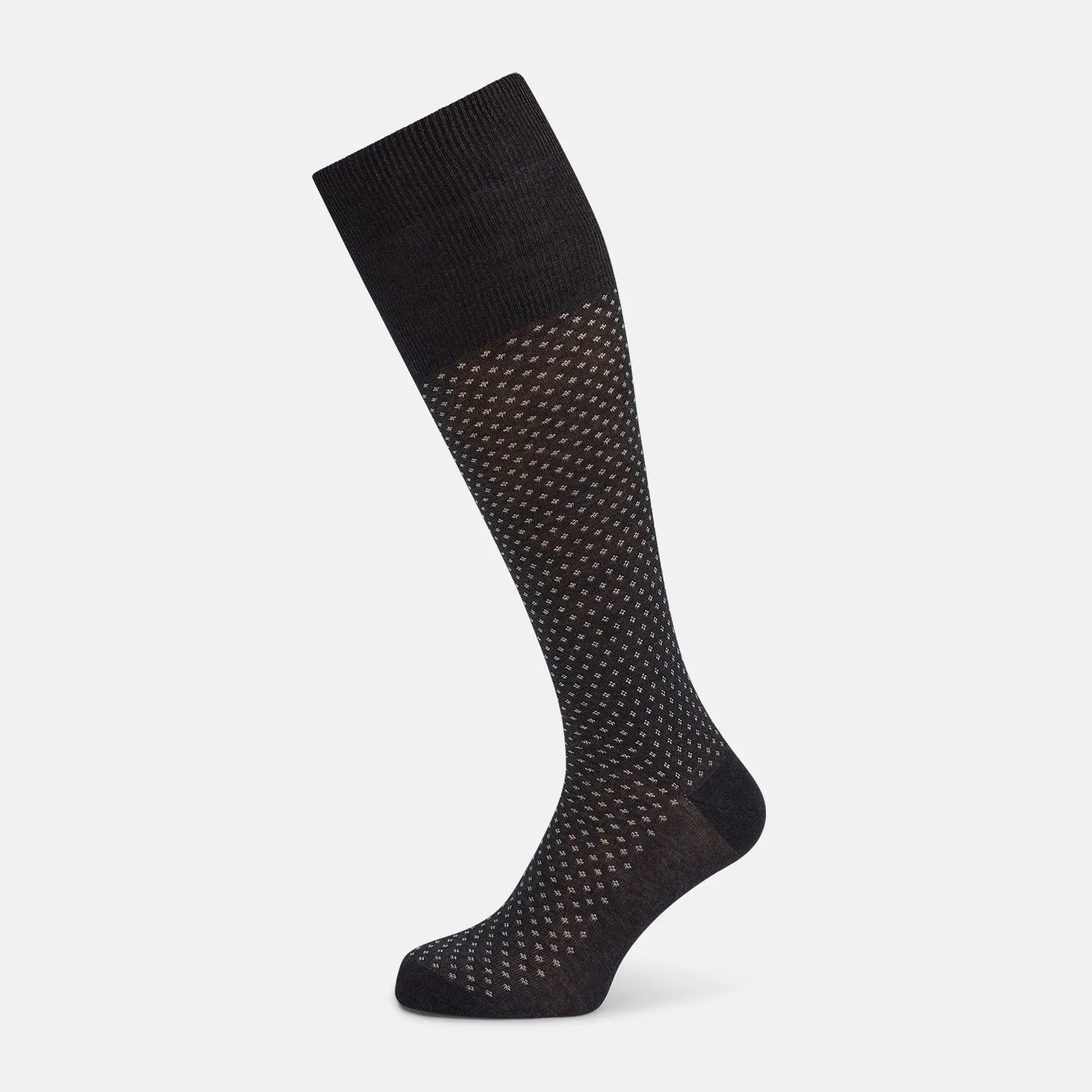 Grey Motif Long Socks sold by Turnbull & Asser