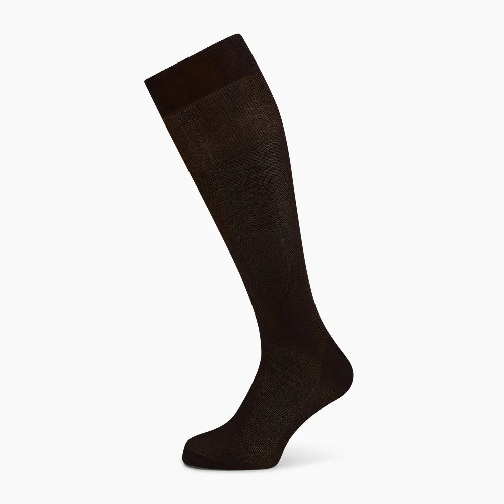 Coffee Micro Knit Long Socks sold by Turnbull & Asser product image thumbnail 5