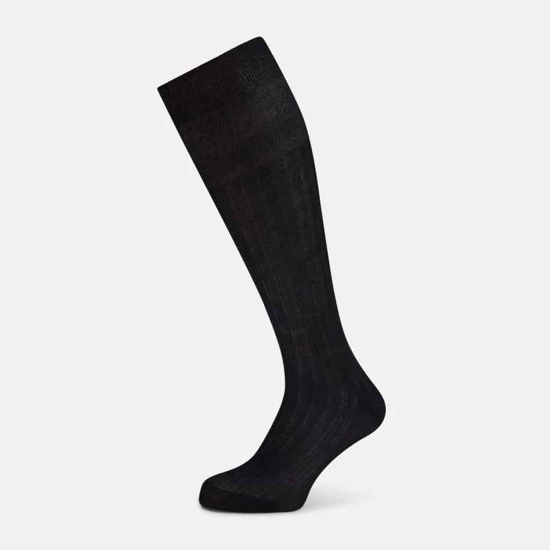 Midnight Blue Long Socks sold by Turnbull & Asser