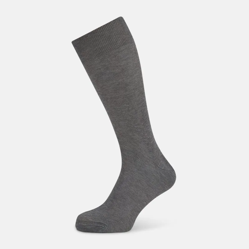 Steel Melange Micro Knit Mid-Length Socks sold by Turnbull & Asser
